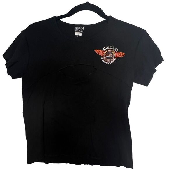 2003 Vtg Sturgis chest cut out Woman’s Harley Davidson T-shirt size L made in US - Picture 5 of 15